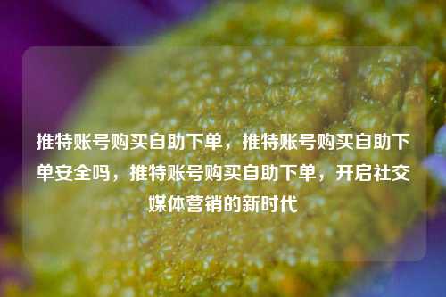 推特账号购买自助下单，推特账号购买自助下单安全吗	，推特账号购买自助下单，开启社交媒体营销的新时代  第1张