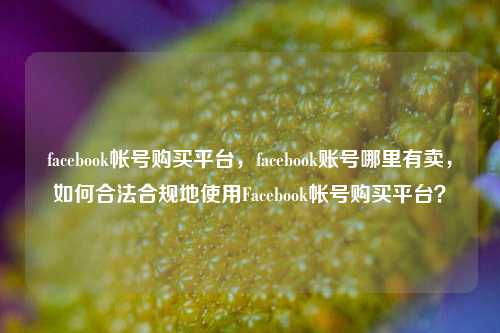facebook帐号购买平台，facebook账号哪里有卖，如何合法合规地使用Facebook帐号购买平台？