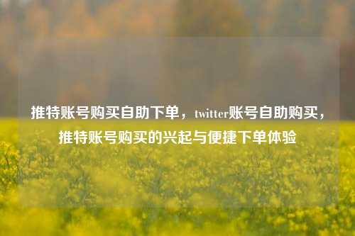 推特账号购买自助下单，twitter账号自助购买，推特账号购买的兴起与便捷下单体验