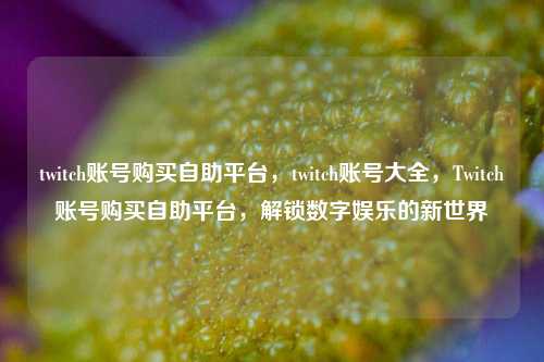 twitch账号购买自助平台，twitch账号大全，Twitch账号购买自助平台，解锁数字娱乐的新世界