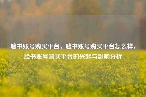 脸书账号购买平台，脸书账号购买平台怎么样，脸书账号购买平台的兴起与影响分析