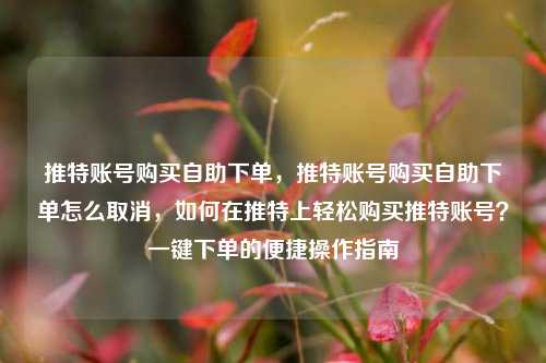 推特账号购买自助下单，推特账号购买自助下单怎么取消，如何在推特上轻松购买推特账号？一键下单的便捷操作指南