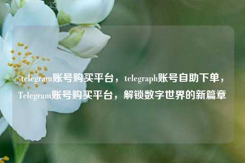 telegram账号购买平台，telegraph账号自助下单，Telegram账号购买平台，解锁数字世界的新篇章