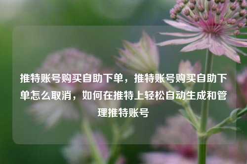 推特账号购买自助下单，推特账号购买自助下单怎么取消，如何在推特上轻松自动生成和管理推特账号