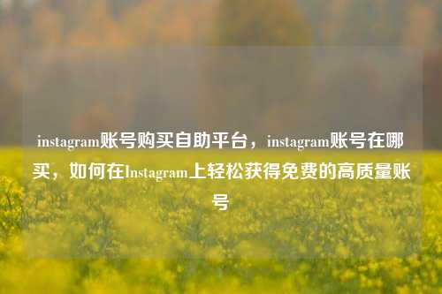 instagram账号购买自助平台，instagram账号在哪买，如何在Instagram上轻松获得免费的高质量账号  第1张