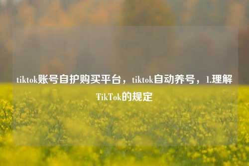 tiktok账号自护购买平台，tiktok自动养号，1.理解TikTok的规定