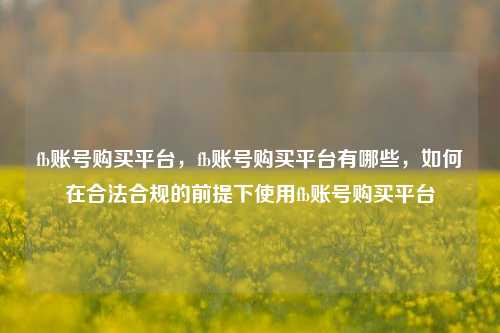 fb账号购买平台，fb账号购买平台有哪些，如何在合法合规的前提下使用fb账号购买平台