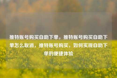 推特账号购买自助下单，推特账号购买自助下单怎么取消，推特账号购买，如何实现自助下单的便捷体验