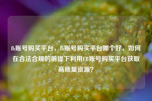 fb账号购买平台，fb账号购买平台哪个好，如何在合法合规的前提下利用FB账号购买平台获取高质量资源？