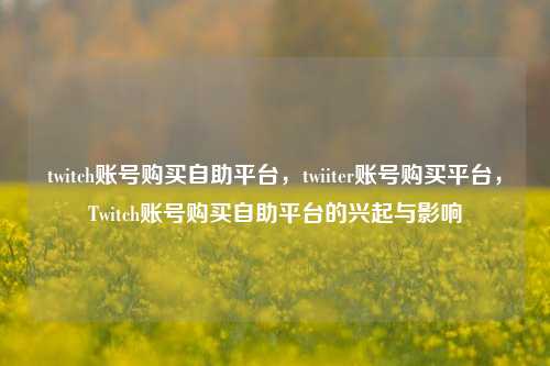 twitch账号购买自助平台，twiiter账号购买平台，Twitch账号购买自助平台的兴起与影响