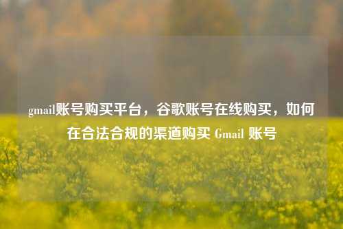 gmail账号购买平台，谷歌账号在线购买，如何在合法合规的渠道购买 Gmail 账号