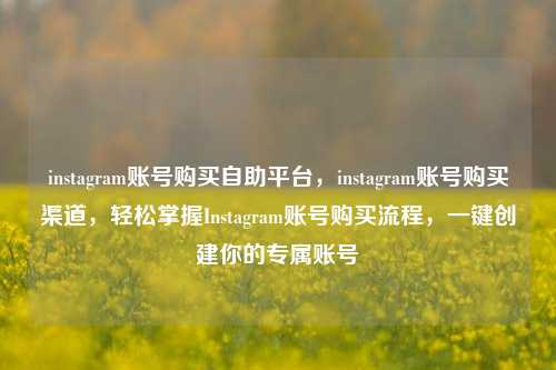 instagram账号购买自助平台	，instagram账号购买渠道，轻松掌握Instagram账号购买流程，一键创建你的专属账号  第1张