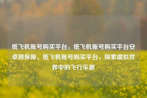 纸飞机账号购买平台，纸飞机账号购买平台安卓用保障，纸飞机账号购买平台，探索虚拟世界中的飞行乐趣
