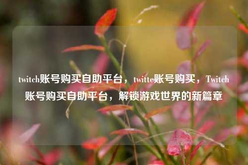 twitch账号购买自助平台，twitte账号购买，Twitch账号购买自助平台，解锁游戏世界的新篇章