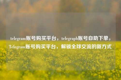 telegram账号购买平台，telegraph账号自助下单，Telegram账号购买平台，解锁全球交流的新方式
