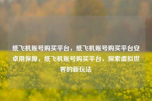 纸飞机账号购买平台，纸飞机账号购买平台安卓用保障，纸飞机账号购买平台，探索虚拟世界的新玩法
