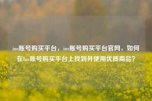 ins账号购买平台，ins账号购买平台官网，如何在Ins账号购买平台上找到并使用优质商品？