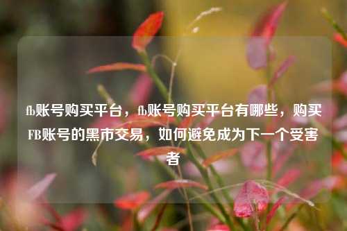 fb账号购买平台，fb账号购买平台有哪些，购买FB账号的黑市交易，如何避免成为下一个受害者
