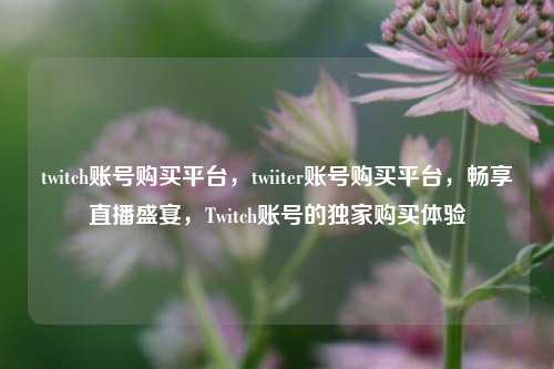 twitch账号购买平台，twiiter账号购买平台，畅享直播盛宴，Twitch账号的独家购买体验