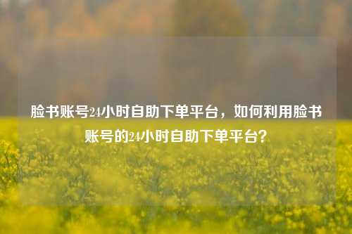脸书账号24小时自助下单平台，如何利用脸书账号的24小时自助下单平台？