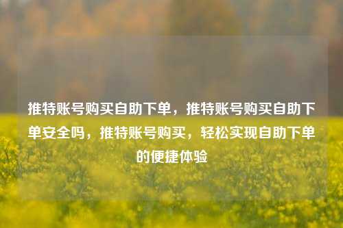 推特账号购买自助下单，推特账号购买自助下单安全吗，推特账号购买，轻松实现自助下单的便捷体验
