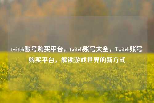 twitch账号购买平台，twitch账号大全，Twitch账号购买平台，解锁游戏世界的新方式