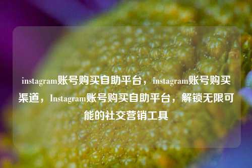 instagram账号购买自助平台，instagram账号购买渠道，Instagram账号购买自助平台，解锁无限可能的社交营销工具