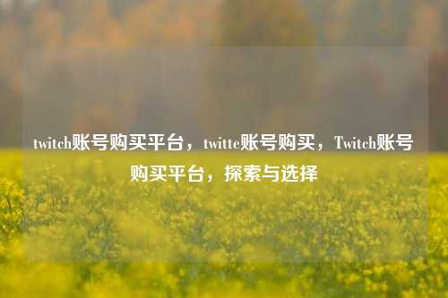 twitch账号购买平台，twitte账号购买，Twitch账号购买平台，探索与选择