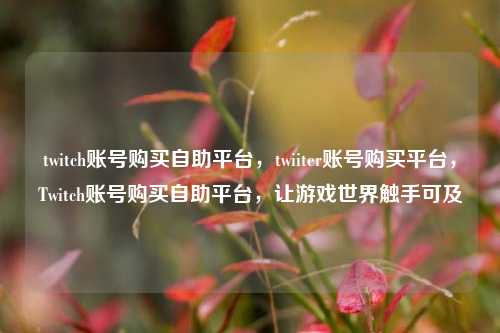 twitch账号购买自助平台，twiiter账号购买平台，Twitch账号购买自助平台，让游戏世界触手可及