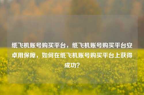 纸飞机账号购买平台，纸飞机账号购买平台安卓用保障，如何在纸飞机账号购买平台上获得成功？