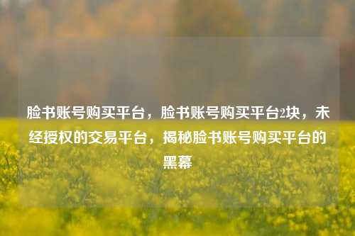 脸书账号购买平台	，脸书账号购买平台2块，未经授权的交易平台，揭秘脸书账号购买平台的黑幕  第1张