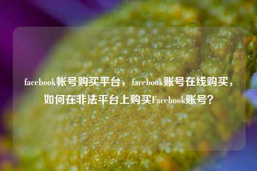 facebook帐号购买平台，facebook账号在线购买，如何在非法平台上购买Facebook账号？