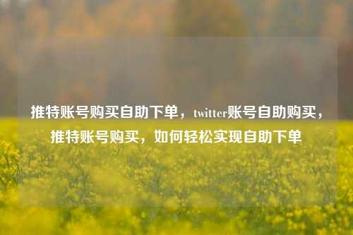 推特账号购买自助下单	，twitter账号自助购买，推特账号购买，如何轻松实现自助下单  第1张