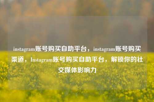 instagram账号购买自助平台，instagram账号购买渠道，Instagram账号购买自助平台	，解锁你的社交媒体影响力  第1张