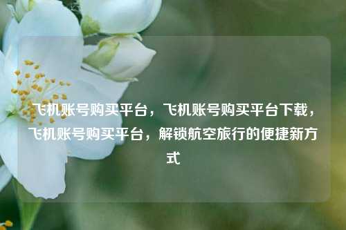 飞机账号购买平台，飞机账号购买平台下载，飞机账号购买平台，解锁航空旅行的便捷新方式