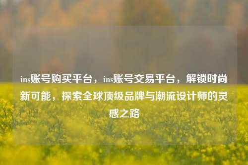 ins账号购买平台，ins账号交易平台，解锁时尚新可能，探索全球顶级品牌与潮流设计师的灵感之路