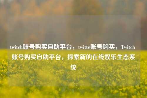 twitch账号购买自助平台，twitte账号购买，Twitch 账号购买自助平台，探索新的在线娱乐生态系统