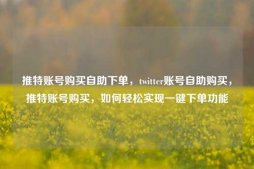 推特账号购买自助下单，twitter账号自助购买，推特账号购买，如何轻松实现一键下单功能